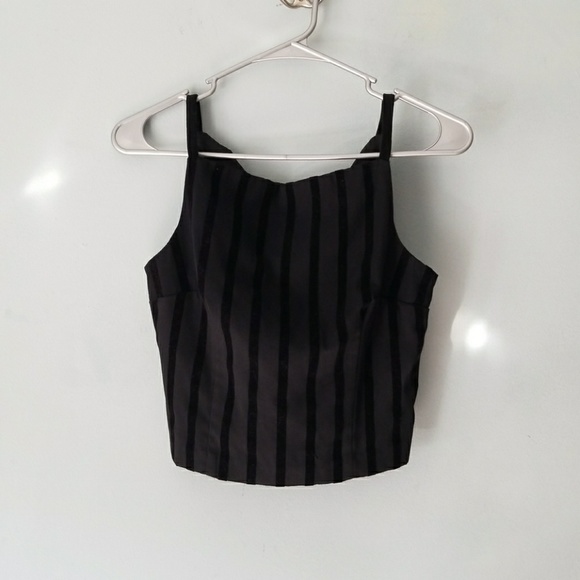 Vintage 90's piece black with black velour stripes - Picture 1 of 5